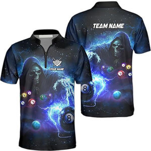 Camisetas de Billar Personalizadas OEM para Hombre, Tallas Grandes, Sublimadas, Jersey de Equipo de Billar, Secado Rápido, Transpirable, Spandex/Poliéster - Product Image 1