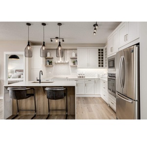 Vietnam Modular <b>Cupboards</b> Custom CANA Assemble Project Soft White Wooden Shaker Kitchen Cabinet With Island <b>Sink</b> Station - Product Image 5