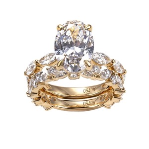 Luxury Oval Diamond Engagement <b>Ring</b> Bridal <b>Set</b> 9K 10K 14K 18K <b>Gold</b> Platinum Lab Grown Diamond Natural Diamond Gemstone <b>Ring</b> - Product Image 1