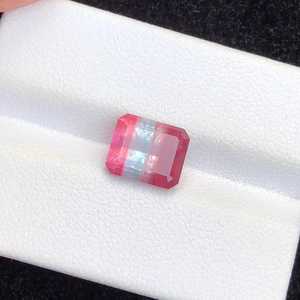 Turmalina tricolor natural rara, piedra preciosa suelta con corte esmeralda, cristal para la fabricación de joyas y colección. - Product Image 4