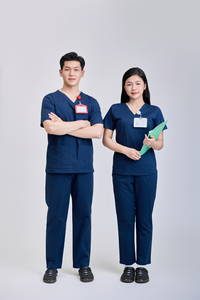 Custom Logo Medical Scrub <b>Set</b> Royal Blue V-Neck Healthcare Uniform with Multi-Pocket Top and Elastic Waist Pants for Nurses - Product Image 5