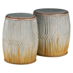 Tabouret en bois de style classique, plateau en teck recyclé, table d'appoint en aluminium martelé en forme de baril, meubles de décoration pour la maison - Product Image 6