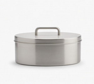 Elegante Caja Organizadora Redonda de Metal para Snacks, Diseño Minimalista con Asa de Lazo, Lata de Almacenamiento de Alta Gama para Dulces y Frutos Secos - Product Image 1