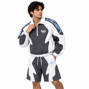 Ensemble de survêtement coupe-vent premium pour homme : veste à quart de zip, short, streetwear, coupe-vent sportif, vestes et sweats à capuche personnalisables avec logo - Product Image 4
