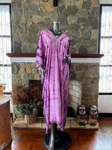 เดรสคาฟทันผ้าเรยอนย้อมสีแบบญี่ปุ่นไซส์พลัส สีม่วงชมพู ทรงหลวม สวมใส่สบาย เหมาะสำหรับใส่ไปเที่ยวพักผ่อน - Product Image 5