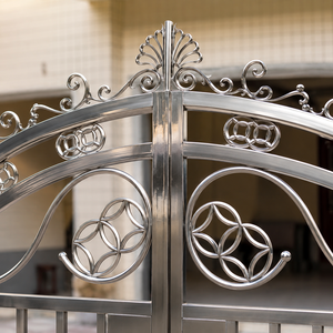 Stainless Steel Double <b>Swing</b> Driveway Gate Decorative Silver Metal Entrance Gate for Home Villa Security Main Door - Product Image 3
