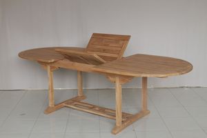 Table ovale extensible 180/240 cm en teck massif finition naturelle pour usage extérieur - Product Image 3