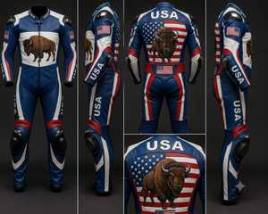 Traje de Motociclismo Personalizado para tu País, Chaqueta de Cuero Vacuno de Secado Rápido y Transpirable para Hombre, Manga Larga, para Todas las Estaciones, 3D - Product Image 6