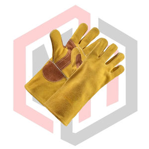 Gants de soudage en cuir grainé, gants de soudeur résistants à la chaleur, gants de protection contre le feu, gants de travail pour barbecue avec paume renforcée - Product Image 2