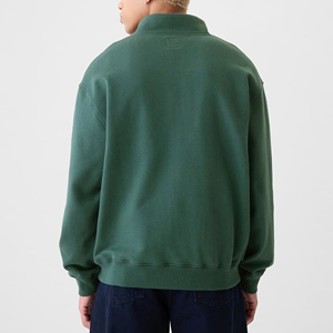 Men's Green Quarter <b>Zip</b> <b>Hooded</b> Sweatshirt Flame Brand Print Casual Fleece 100% Cotton Oversized Fit Autumn Wear - Product Image 6