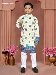 Kurta-Payjama de Rayón de Primera Calidad con Bordado Chickankari, Manga Larga, Bolsillo en un Solo Lado, Colección para Niños, Proveedor Indio - Product Image 5