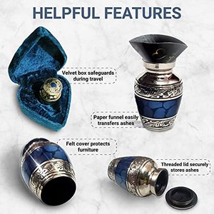 Luxury Styled Aluminum <b>Keepsake</b> Cremation <b>Memorial</b> Urn Ash Holder Featuring Durable Artistic Craftsmanship And Texture - Product Image 5