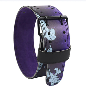 Adjustable Purple Weight Lifting Belt With Anime Design Artificial Leather <b>Waist</b> Support For Strength Training Unisex Buckle - Product Image 3