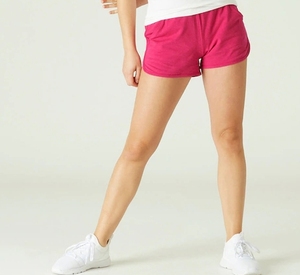 Shorts de Punto Rosa para Mujer, Cintura Media, Elásticos, Transpirables, Deportivos, Corte Regular, con Bolsillos - Product Image 1
