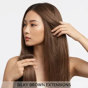 ผมต่อแบบตรงสีน้ำตาลธรรมชาติ Remy แบบเป็นมัด สำหรับทำวิกผม ใช้ในร้านเสริมสวย ขายส่ง ความยาวตามสั่ง - Product Image 5