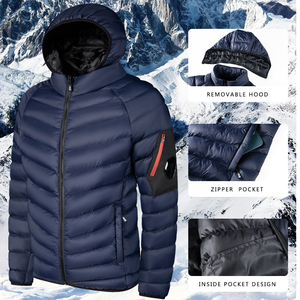 Fabricants de vestes d'hiver matelassées OEM personnalisées pour hommes, manteaux chauds à capuche, imperméables, en duvet, vêtements thermiques de sport lourds - Product Image 6
