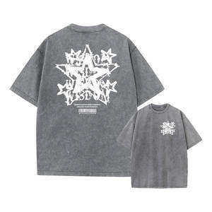 T-shirt décontracté en coton à manches courtes pour homme, style vintage délavé, imprimé streetwear, hip-hop, rétro, punk, Harajuku, effet délavé à l'acide - Product Image 1