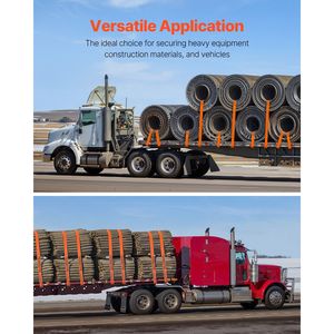 Set di 10 Cinghie per Verricello per Camion, 4 in x 30 ft, con Gancio Piatto, Resistenza alla Rottura 18000 Lbs, Accessori per il Controllo del Carico - Product Image 4