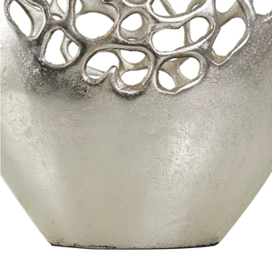 Vase en métal argenté |   Vase porte-fleurs texturé découpé en forme de fleur, vente en gros - Product Image 4