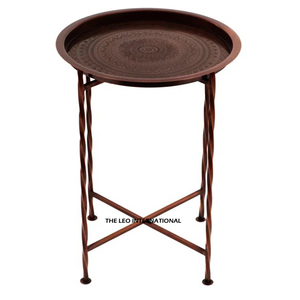 Table d'appoint vintage en métal, petite table de bureau, cadre classique, forme rectangulaire, table d'appoint extensible - Product Image 4