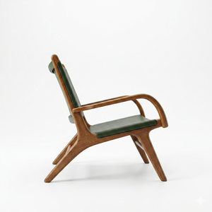 Fauteuil de relaxation moderne en teck Qirox, fauteuil en bois massif avec accoudoirs, siège de loisirs extérieur pour salon et jardin - Product Image 2