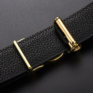 Crocodile Pattern <b>Gold</b> V Letter Buckle Cow Hide <b>Belt</b> Men Luxury Alligator Embossed Waistband for Suit - Product Image 5
