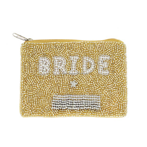 Bride Pearl Beaded Coin Purse Handmade Sequin Clutch <b>Bag</b> Wedding <b>Gift</b> Pouch Magnetic Closure Mini Foldable Custom Size Bridal - Product Image 2