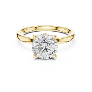 Bague de fiançailles solitaire en or jaune avec diamant rond taille brillant et sertissage classique à quatre griffes, design élégant et intemporel - Product Image 1