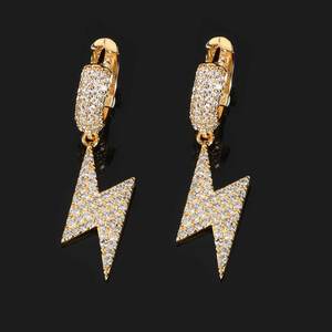 Pendientes de Diamante Cultivado en Laboratorio con Forma de Rayo para Mujer, Plata 925, Chapados en Oro, Joyería Ligera, Diamante Certificado, Regalo - Product Image 1