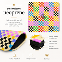 Alas Mahjong Lipat Modern Motif Kotak-kotak Warna-warni Mewah Grosir Kustom 33x33 Inci Premium Neoprena Anti-Selip Poker Amerika