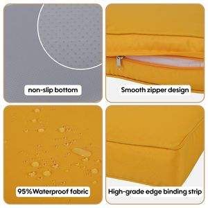 Confezione da 14 copricuscini gialli Set da 7 pezzi per 6 posti in vimini Rattan da esterno con cerniera per divano solo fodera - Product Image 4