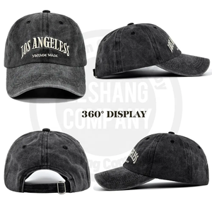 Gorras de Béisbol al por Mayor de Algodón Sarga Sin Estructura con Bordado Personalizado del Logotipo de Los Ángeles, Gorras Estilo Dad de Alta Calidad con Efecto Desgastado - Product Image 2