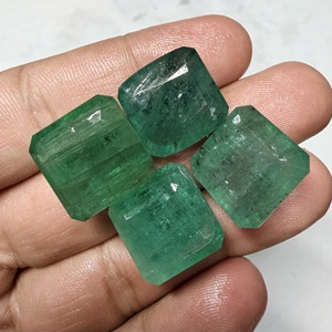 Natural Emerald Luxury Engagement <b>Ring</b> with White Zircons American Diamond Sterling Silver <b>Gold</b> Plated Square Cut <b>Cocktail</b> <b>Ring</b> - Product Image 5