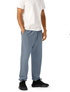 Pantalon de survêtement gris en coton pour homme, taille élastique, poches latérales, décontracté, pour l'automne - Product Image 1