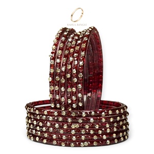 Bijoux de mariage indiens, bracelets en verre rouge bordeaux kashmiri, design cristal, pour sari et lehenga, assortis, pour usage quotidien, vente en gros - Product Image 3