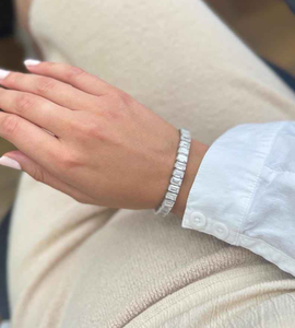 Pulsera de Moissanita Baguette Tipo Tenis, Joyería de Lujo Unisex, Elegante Pulsera con Apariencia de Diamante, Regalo - Product Image 5