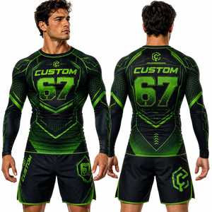 OEM ODM Rash Guard <b>Men</b> Sublimation Printed Spandex Bjj Rash Guard Gym Surfing Diving Rash guard <b>Compression</b> Shirts MMA Rash <b>Vest</b> - Product Image 1