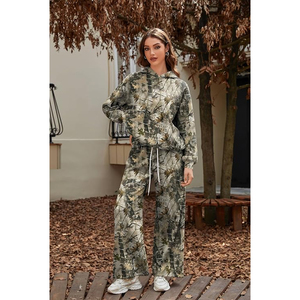 Conjuntos de 2 Piezas para Mujer, Sudaderas con Capucha y Pantalones Deportivos con Estampado de Hojas de Arce, Trajes Deportivos - Product Image 2