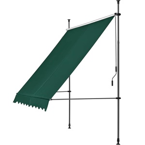 Auvent de balcon réglable en hauteur à manivelle, avec cadre en acier et aluminium blanc, en polyester, pour terrasse extérieure - Product Image 1