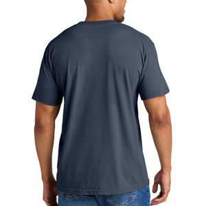 T-shirts noirs personnalisés pour hommes, manches courtes, col rond, 100 % coton peigné, logo frontal, style formel, coupe ample, anti-boulochage, été - Product Image 1