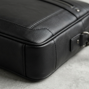 Porte-documents en cuir véritable pour homme, sac rigide noir avec fermeture à glissière, style classique pour usage professionnel - Product Image 5