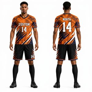 Ensemble short et maillot de football sublimé dégradé bordeaux foncé, respirant, tenue d'équipe professionnelle pour matchs sur le terrain - Product Image 3