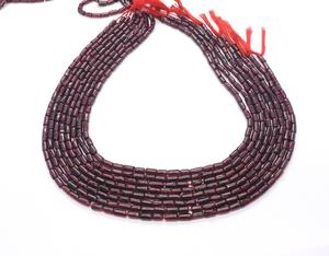 AAA Natural Rhodolite Garnet Smooth Pipe Shape Beads 4x6 MM <b>Red</b> Garnet Gemstone Beads 15 Inch Strand Plain Rhodolite Garnet Bead - Product Image 1