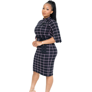 <b>Black</b> Pink Oxford Check Cape Sleeve <b>Dress</b> for Women Elegant Plaid Pattern Casual Party <b>Dress</b> Stylish Sorority Fashion Custom - Product Image 1