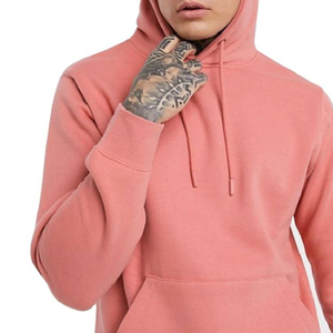 <b>Men's</b> <b>Pink</b> Hooded <b>Sweatshirt</b> Regular Fit Solid Color Fleece Knitted Casual Autumn Wear By Tiago Sports - Product Image 3