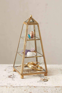 Stylish Metal And Glass Jewelry Box Organizer With <b>Mirror</b> Base For Displaying Rings Earrings And <b>Small</b> Accessories - Product Image 4