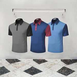 Chemise de golf unie pour homme à manches courtes, tricotée, respirante, décontractée, anti-rétrécissement, en polyester/coton, col contrastant - Product Image 2
