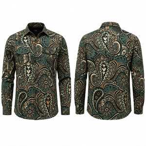 เสื้อเชิ้ตทำงานแขนยาวลายเพสลีย์ผ้าฝ้ายสำหรับผู้ชาย พิมพ์ลายดิจิทัล ทรงสบาย แฟชั่นทันสมัย เหมาะสำหรับเป็นยูนิฟอร์ม - Product Image 1