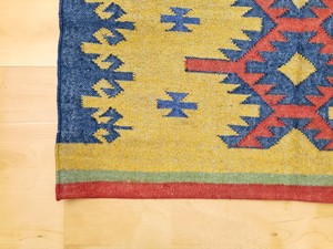 Alfombra Kilim Hecha a Mano con Patrón Geométrico, Tejido Plano de Lana y Acrílico, Rectangular, para Sala de Estar, con Base de Yute - Product Image 3