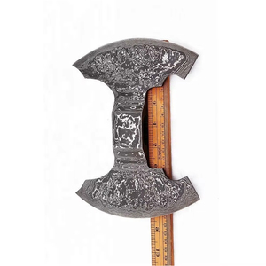 Hacha Vikinga de Doble Hoja con Cabeza de Acero de Damasco Forjado, Multifuncional, de Lujo, de 11 Pulgadas, con Borde Liso - Product Image 2